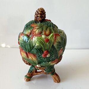 FITZ & FLOYD CLASSICS Christmas Lodge Sugar Bowl Vintage